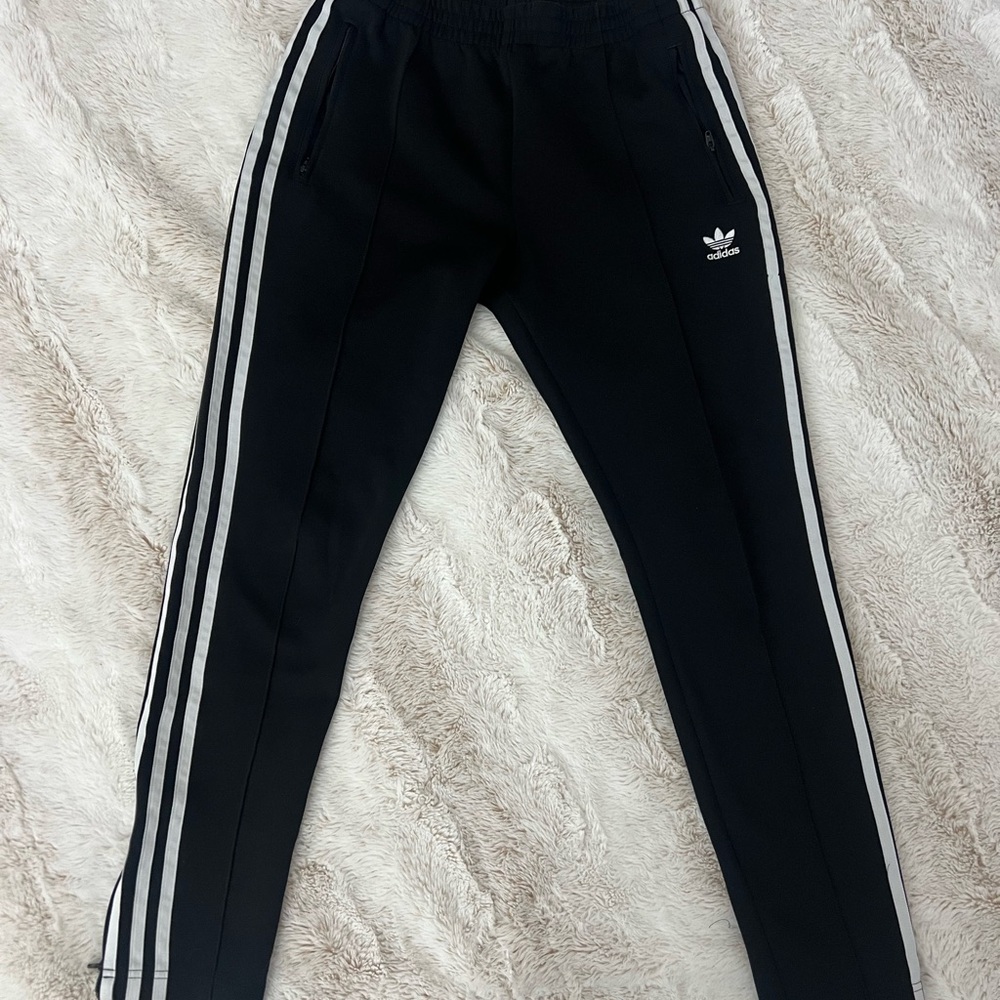 Adidas Women's Black Joggers with White Stripes